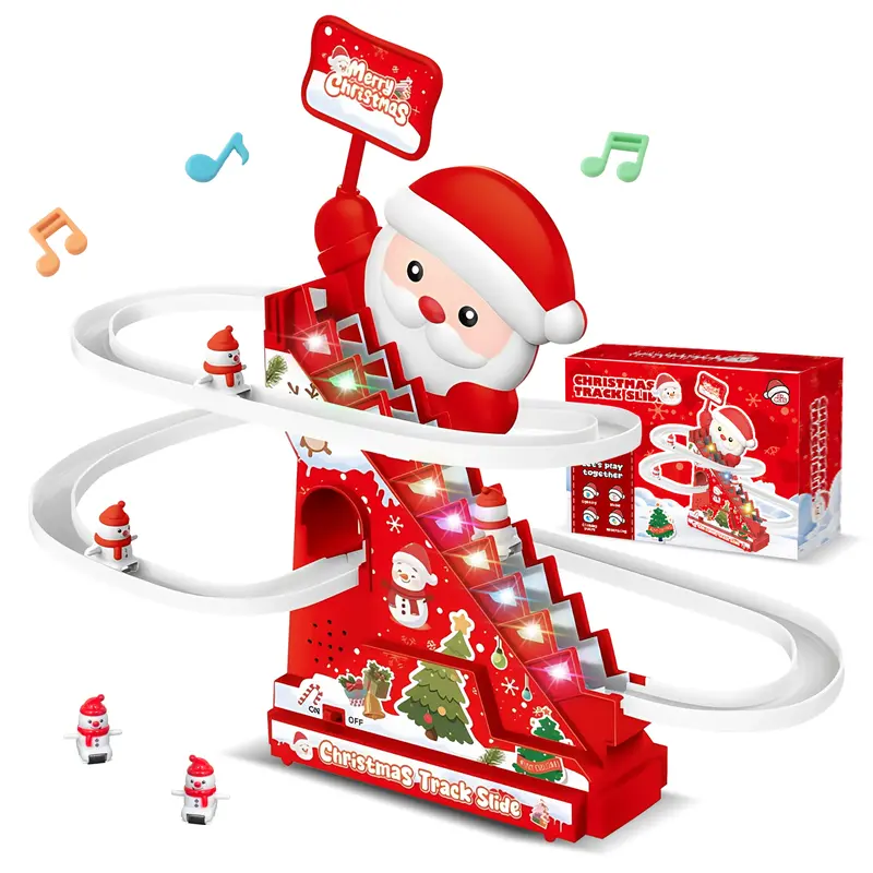 🎄✨ Christmas Electric Climbing Stairs Track Toy Set 🚂🎁 | Fun Sliding & Assembling Toy for Kids!