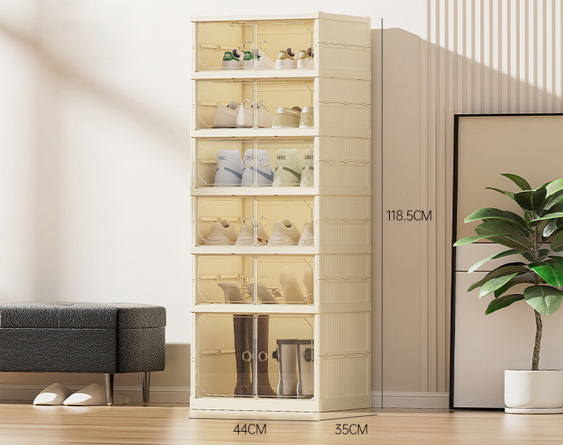 9 Tiers-18 Pairs Shoe Box Foldable Shoe Storage Organizer Shoe Rack with Doors