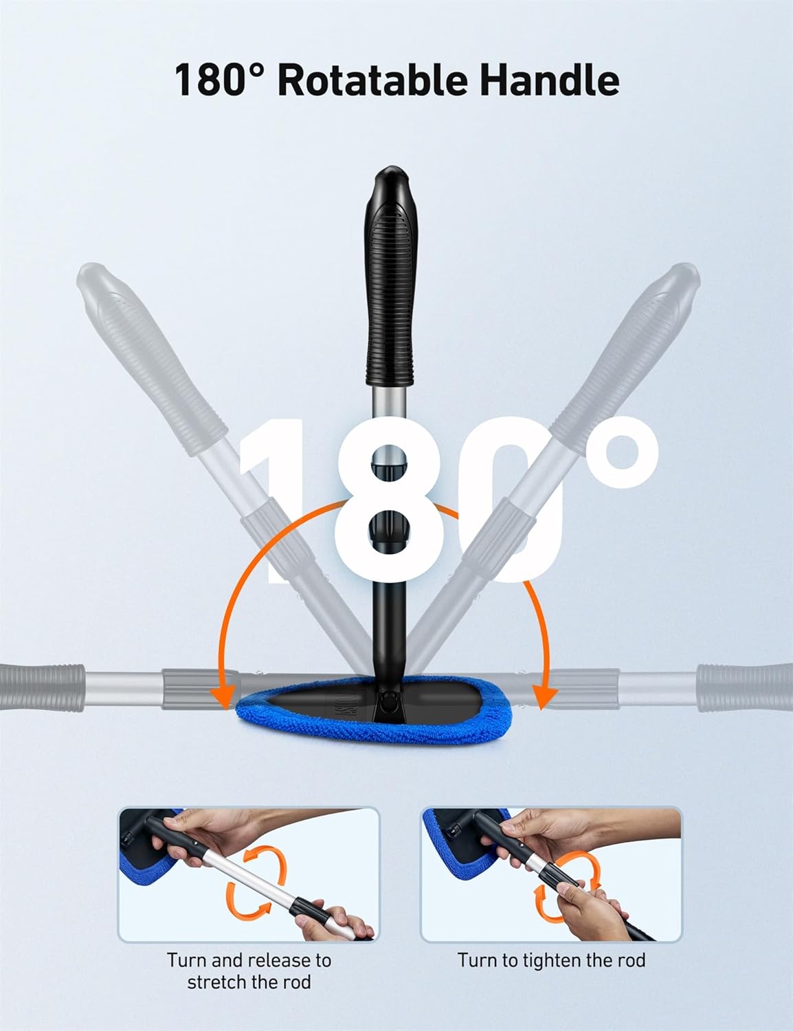 Microfiber Car Window Cleaning Tool with Extendable Handle & 2 Cloth Pad Head - BUY 2 GET 1 FREE/BUY 3 GET 2 FREE