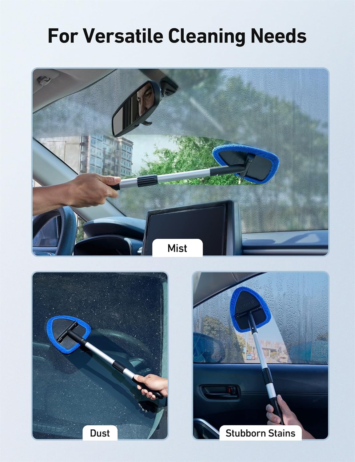 Microfiber Car Window Cleaning Tool with Extendable Handle & 2 Cloth Pad Head - BUY 2 GET 1 FREE/BUY 3 GET 2 FREE