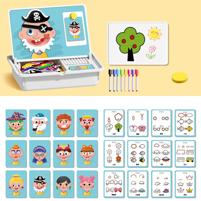 Magnetic Puzzles Face Dress Up Travel Game Double Side Preschool Educational Learning Toy for Kids