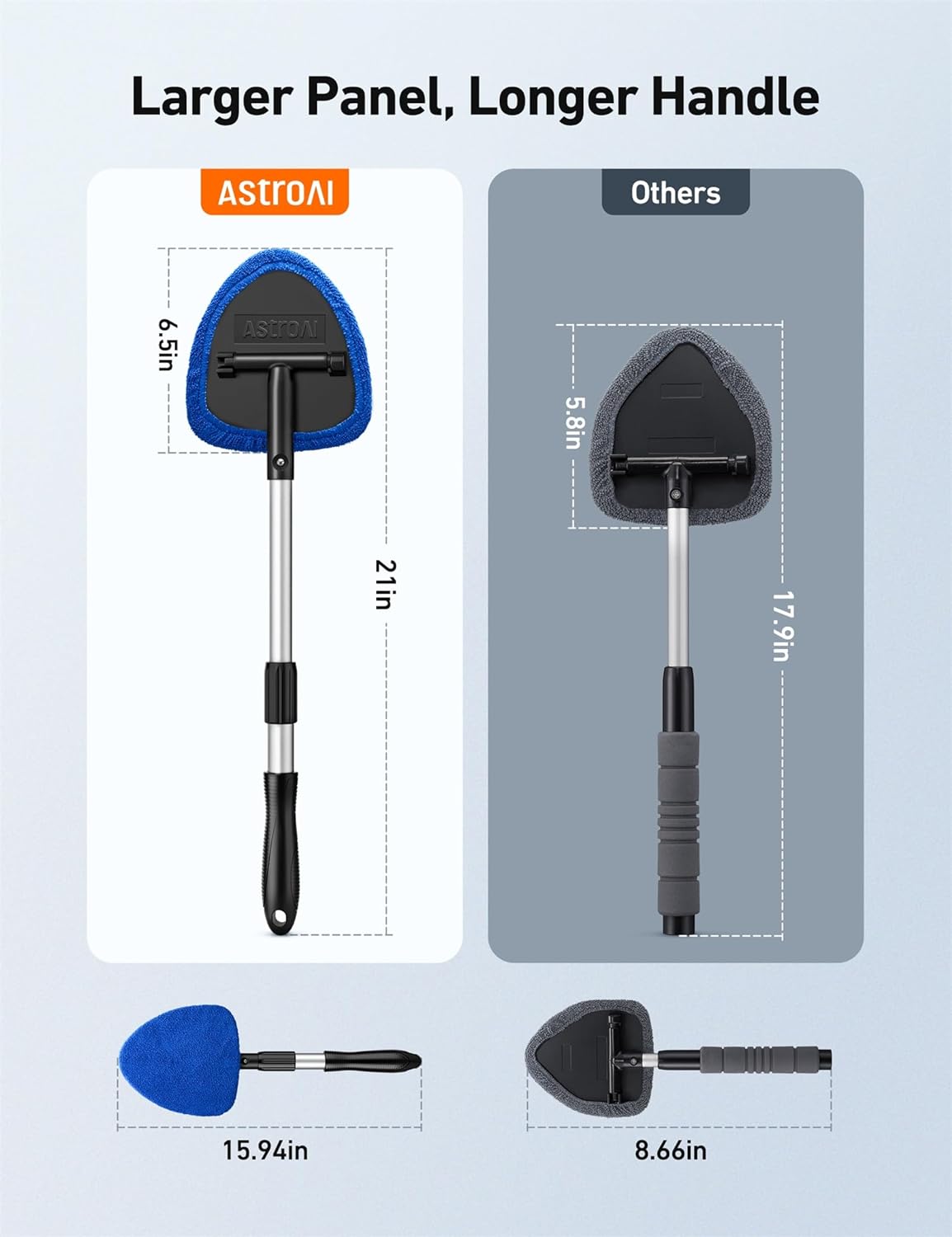 Microfiber Car Window Cleaning Tool with Extendable Handle & 2 Cloth Pad Head - BUY 2 GET 1 FREE/BUY 3 GET 2 FREE