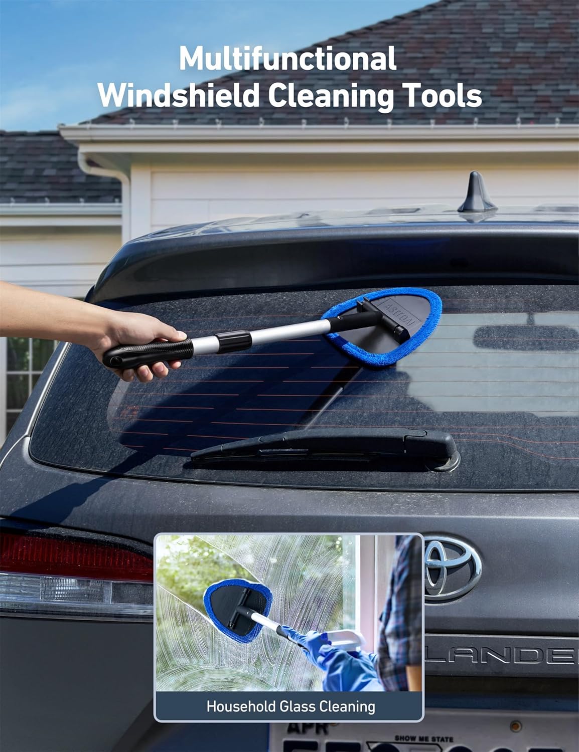 Microfiber Car Window Cleaning Tool with Extendable Handle & 2 Cloth Pad Head - BUY 2 GET 1 FREE/BUY 3 GET 2 FREE