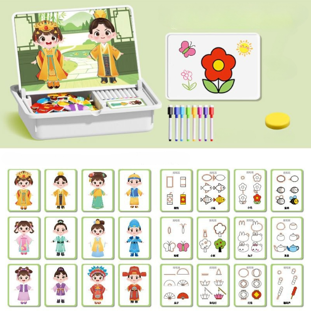 Magnetic Puzzles Face Dress Up Travel Game Double Side Preschool Educational Learning Toy for Kids
